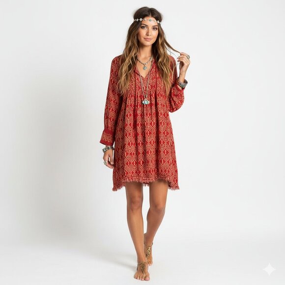 Free People Womens Marlow Pleated Pintuck Swing Dress Size Small Boho Flowy ASO - Picture 1 of 11